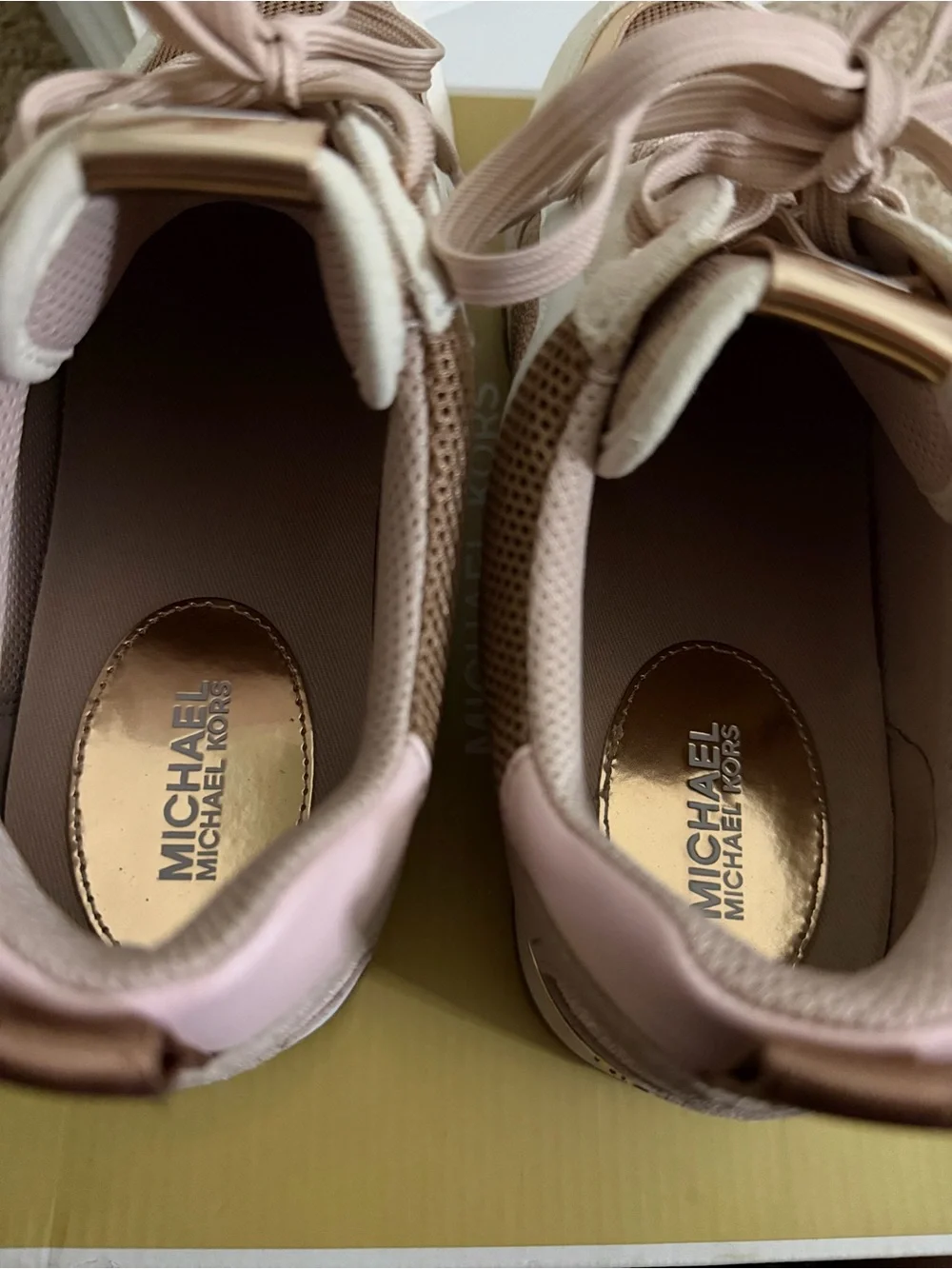Michael Kors Blush Pink and Rose Gold Logo Trainer Sneakers
